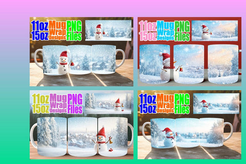 15x Bright Mug Wrap , Winter Sublimation afrosvg 