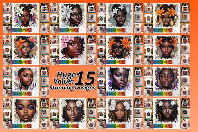 15x Bundle of PNG Designs , Woman Sublimation afrosvg 