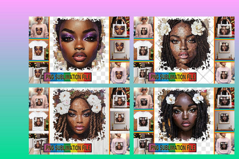 15x Bundle of PNG Designs , Woman Sublimation afrosvg 