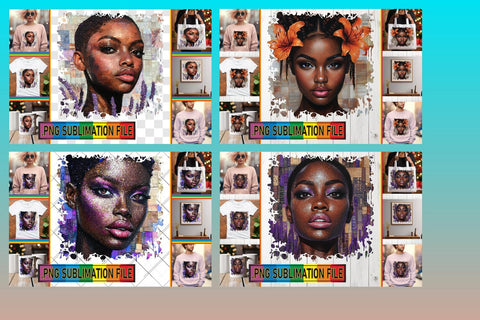15x Bundle of PNG Designs , Woman Sublimation afrosvg 