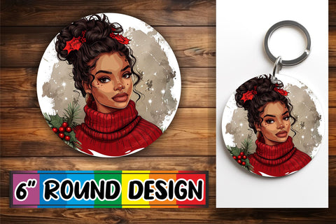 15x Car Coaster Design Bundle for Sublimation , Xmas Girl Sublimation afrosvg 
