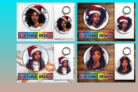 15x Car Coaster Design Bundle for Sublimation , Xmas Girl Sublimation afrosvg 