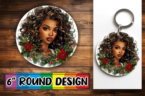 15x Car Coaster Design Bundle for Sublimation , Xmas Girl Sublimation afrosvg 