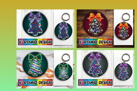 15x Car Coaster Design Pack for Sublimation , Neon Xmas Sublimation afrosvg 