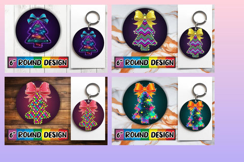 15x Car Coaster Design Pack for Sublimation , Neon Xmas Sublimation afrosvg 