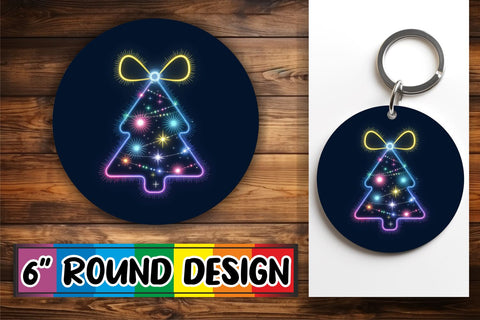 15x Car Coaster Design Pack for Sublimation , Neon Xmas Sublimation afrosvg 