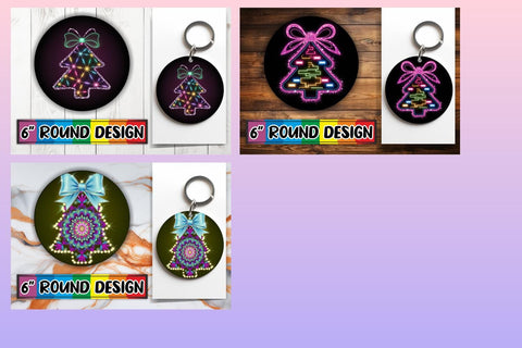 15x Car Coaster Design Pack for Sublimation , Neon Xmas Sublimation afrosvg 