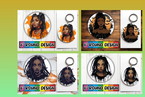 15x Car Coaster & Keychain Sublimation , Halloween Sublimation afrosvg 