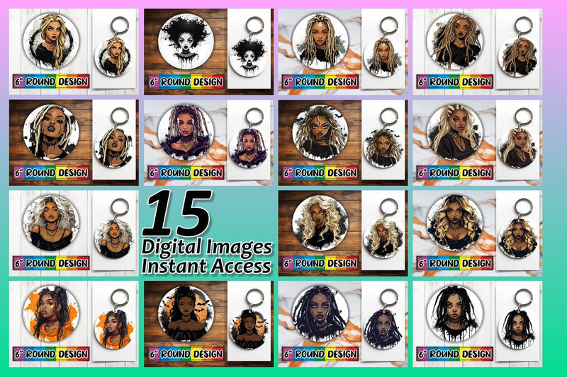 15x Car Coaster & Keychain Sublimation , Halloween Sublimation afrosvg 