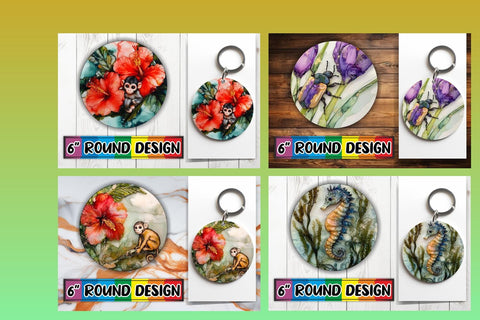 15x Car Coaster Sublimation Pack , Animals Sublimation afrosvg 