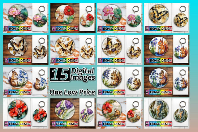 15x Car Coaster Sublimation Pack , Animals Sublimation afrosvg 