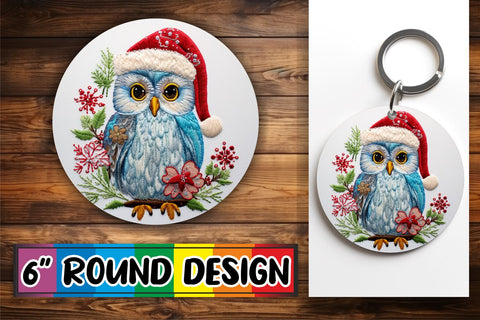 15x Car Coaster Sublimation Pack , Xmas Owl Sublimation afrosvg 