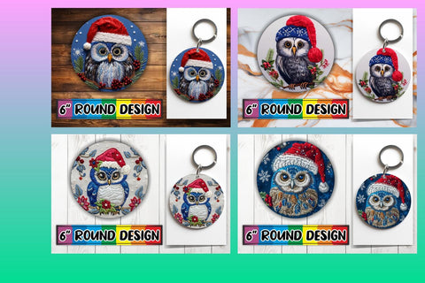 15x Car Coaster Sublimation Pack , Xmas Owl Sublimation afrosvg 
