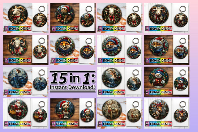 15x Coaster Design Bundle Set , Holiday Sublimation afrosvg 