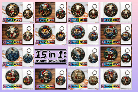 15x Coaster Design Bundle Set , Holiday Sublimation afrosvg 