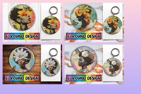 15x Coaster Design Bundle Set , Woman Sublimation afrosvg 