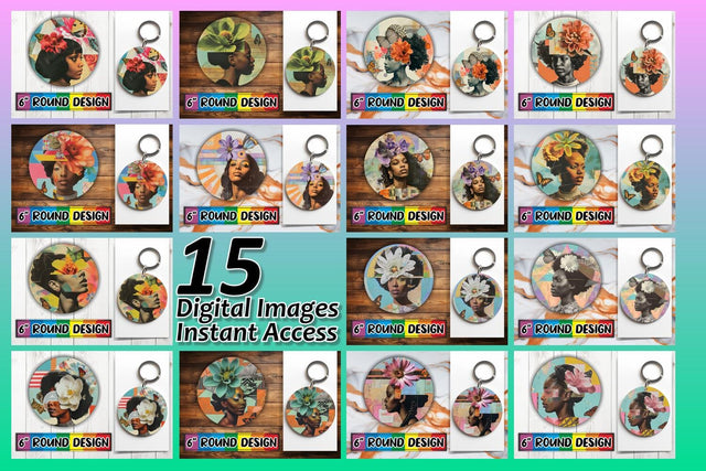 15x Coaster Design Bundle Set , Woman Sublimation afrosvg 