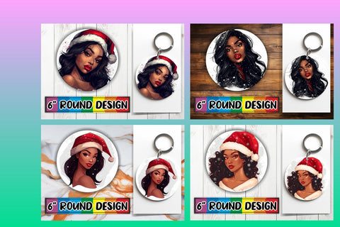 15x Coaster Design Pack for Sublimation , Xmas Girl Sublimation afrosvg 