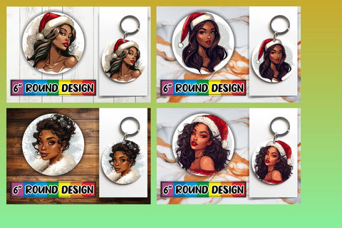 15x Coaster Design Pack for Sublimation , Xmas Girl Sublimation afrosvg 