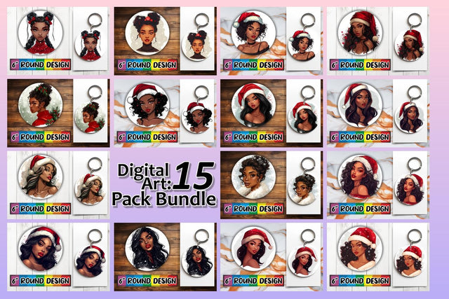 15x Coaster Design Pack for Sublimation , Xmas Girl Sublimation afrosvg 
