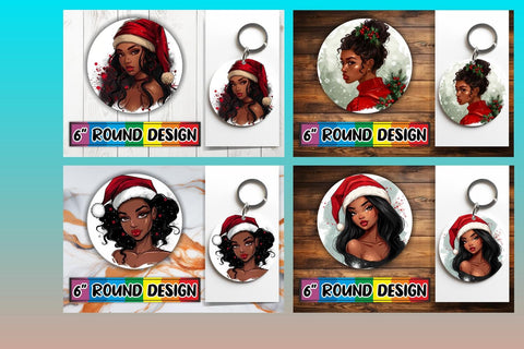 15x Coaster Design Pack for Sublimation , Xmas Girl Sublimation afrosvg 