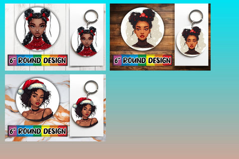 15x Coaster Design Pack for Sublimation , Xmas Girl Sublimation afrosvg 