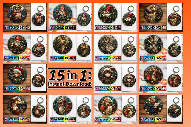 15x Coaster Design Sublimation Set , Holiday Sublimation afrosvg 