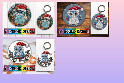 15x Coaster Design Sublimation Set , Xmas Owl Sublimation afrosvg 
