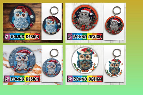 15x Coaster Design Sublimation Set , Xmas Owl Sublimation afrosvg 