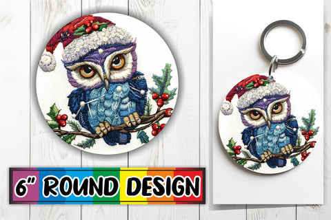 15x Coaster Design Sublimation Set , Xmas Owl Sublimation afrosvg 