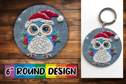 15x Coaster Design Sublimation Set , Xmas Owl Sublimation afrosvg 