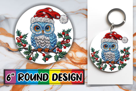 15x Coaster Design Sublimation Set , Xmas Owl Sublimation afrosvg 