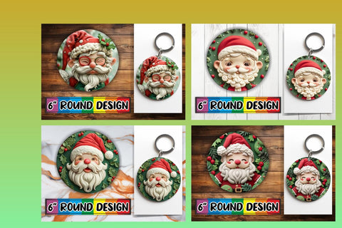 15x Coaster & Keychain Design Bundle , Santa Sublimation afrosvg 