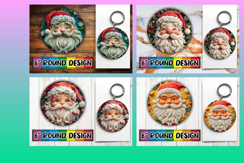 15x Coaster & Keychain Design Bundle , Santa Sublimation afrosvg 