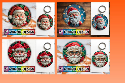 15x Coaster & Keychain Design Bundle , Santa Sublimation afrosvg 