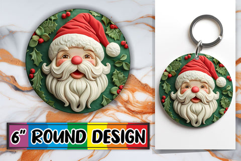 15x Coaster & Keychain Design Bundle , Santa Sublimation afrosvg 