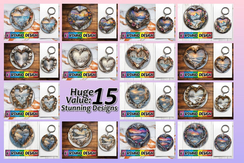 15x Coaster & Keychain Design Pack Sublimation , Christmas Sublimation afrosvg 