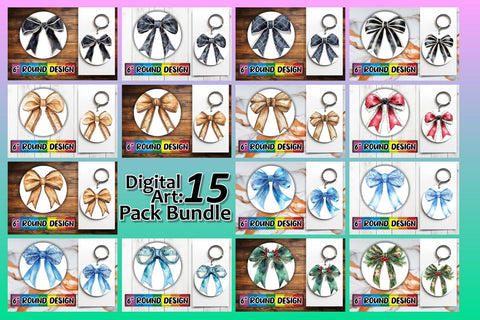 15x Coaster & Keychain Sublimation Kit , Bow Sublimation afrosvg 