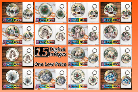 15x Coaster & Keychain Sublimation Kit , Christmas Sublimation afrosvg 
