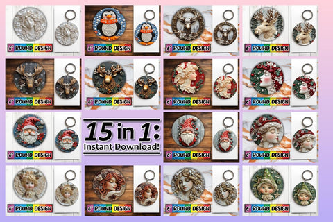 15x Coaster Sublimation Design Set , Christmas Sublimation afrosvg 