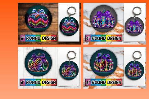 15x Coaster Sublimation Round Design Set , Neon Fall Sublimation afrosvg 