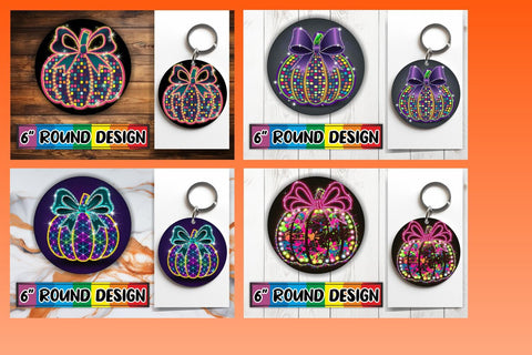 15x Coaster Sublimation Round Design Set , Neon Fall Sublimation afrosvg 