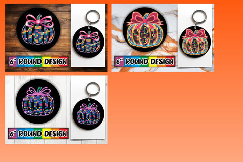 15x Coaster Sublimation Round Design Set , Neon Fall Sublimation afrosvg 