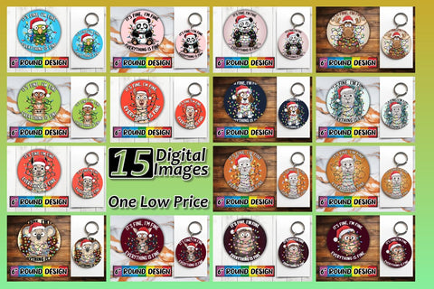 15x Coaster Sublimation Round Design Set , Xmas Sublimation afrosvg 