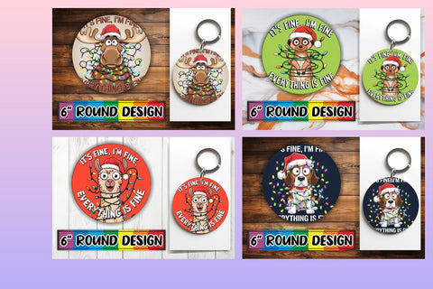 15x Coaster Sublimation Round Design Set , Xmas Sublimation afrosvg 