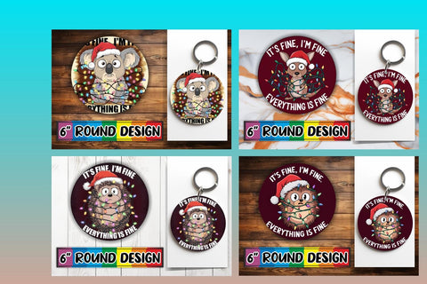 15x Coaster Sublimation Round Design Set , Xmas Sublimation afrosvg 