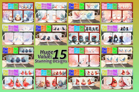 15x Colorful Mug Wrap , Holiday Sublimation afrosvg 