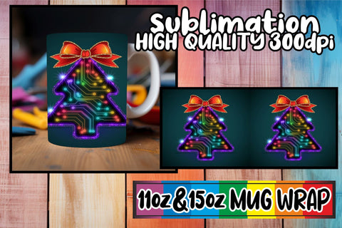 15x Colorful Mug Wrap , Neon Xmas Sublimation afrosvg 