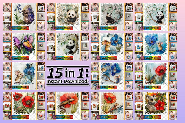 15x Design Pack PNG , Animals Sublimation afrosvg 