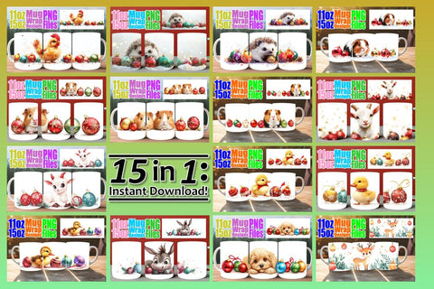 15x Easy Sublimation Mug Wrap , Holiday Sublimation afrosvg 